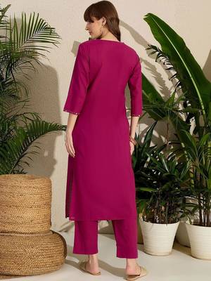 Women Ethnic Motifs Embroidered Regular Thread Work Pure Cotton Kurta with Trousers 7