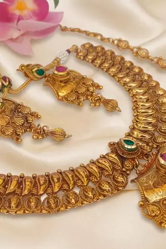 Multicolor gold plated semi bridal set
