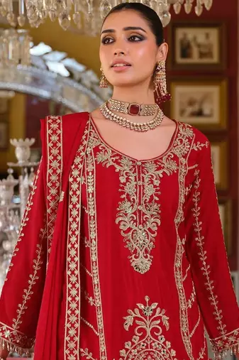 Women Ethnic Motifs Embroidered Regular Mirror Work Kurta with Palazzos & With Dupatta