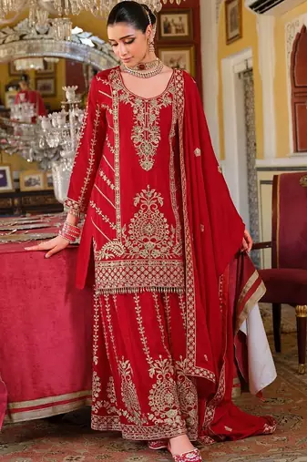 Women Ethnic Motifs Embroidered Regular Mirror Work Kurta with Palazzos & With Dupatta