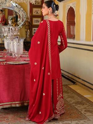 Women Ethnic Motifs Embroidered Regular Mirror Work Kurta with Palazzos & With Dupatta 7