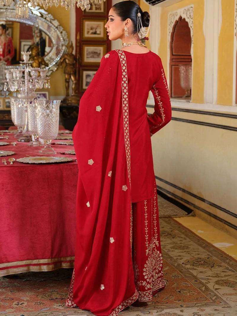 Women Ethnic Motifs Embroidered Regular Mirror Work Kurta with Palazzos & With Dupatta