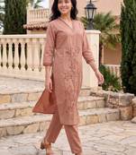 Women Floral Embroidered Regular Thread Work Pure Cotton Kurta with Trousers