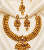 Pink and white gold plated semi bridal set