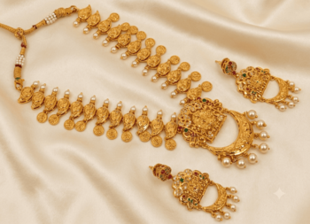 Gold plated temple jewellery with rubies and emeralds 3
