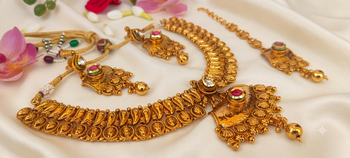 Pink and white gold plated semi bridal set 2