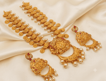 Gold plated temple jewellery with rubies 1