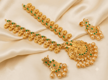 Green peacock temple jewellery 1