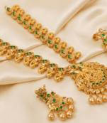Green peacock temple jewellery