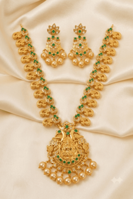 Green peacock temple jewellery 3
