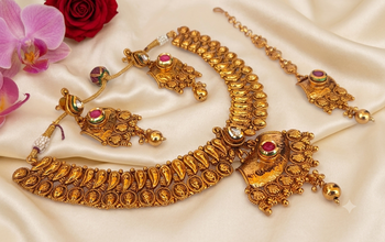 Pink and white gold plated semi bridal set 3