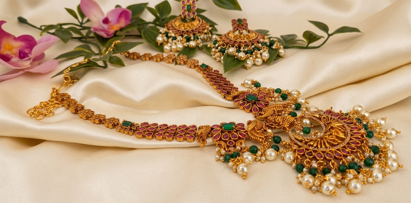 Multicolor kemp matt finish temple jewellery