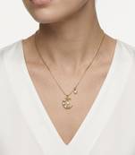 925 Sterling Silver Gold CZ Crescent Moon & Star Pendant Necklace Set  for Women