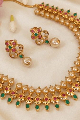 Multicolor uncuts bridal jewellery