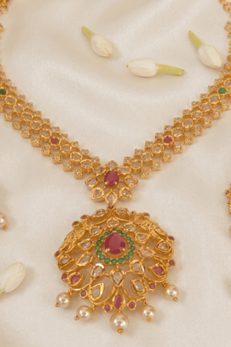 Multicolor uncuts bridal jewelry