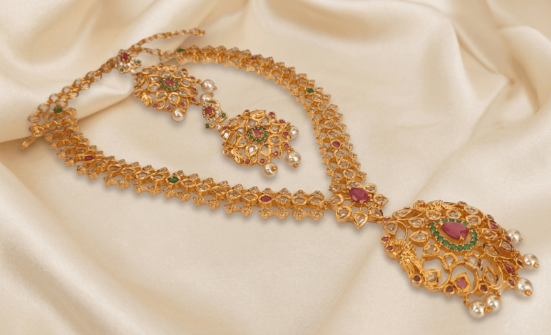 Multicolor uncuts bridal jewelry
