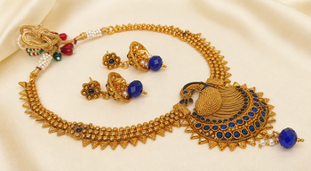 Blue kemp peacock necklace set 2
