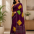 wine color Ajarakh print with Real mirror work and Latkan Satin saree