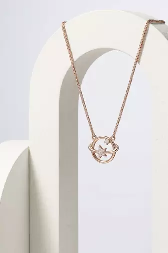 925 Sterling Silver CZ Celestial Orbit Planet & Star Pendant Necklace Set  for Women