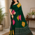 dark green color Ajarakh print with Real mirror work and Latkan Satin saree