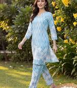 Women Printed Regular Pure Cotton Kurta with Trousers