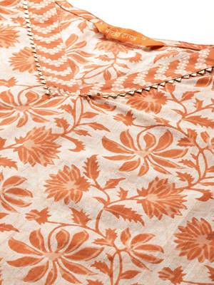 Floral Printed Gotta Patti Pure Cotton Kurta With Trousers & Dupatta 2