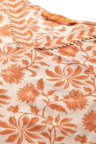 Floral Printed Gotta Patti Pure Cotton Kurta With Trousers & Dupatta