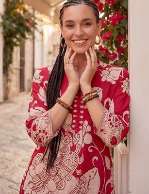 Women Floral Printed Regular Pure Cotton Kurta with Trousers 2