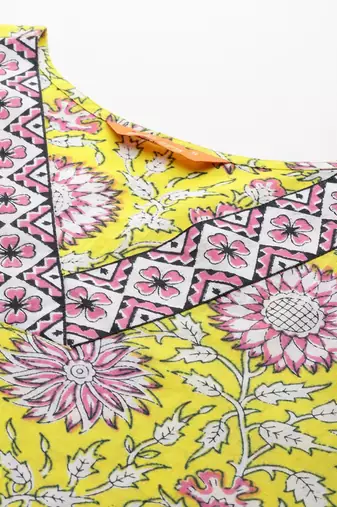 Floral Printed Pure Cotton Kurta with Trousers & Dupatta