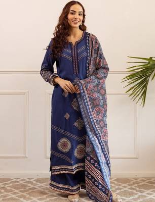 Women Ethnic Motifs Printed Regular Kurta with Palazzos & With Dupatta 1