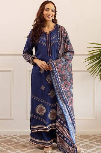 Women Ethnic Motifs Printed Regular Kurta with Palazzos & With Dupatta