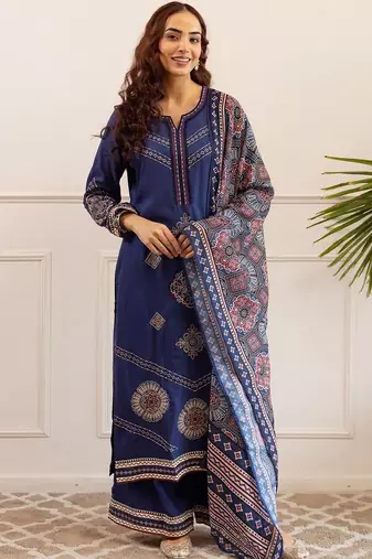 Women Ethnic Motifs Printed Regular Kurta with Palazzos & With Dupatta