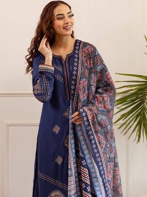Women Ethnic Motifs Printed Regular Kurta with Palazzos & With Dupatta 2