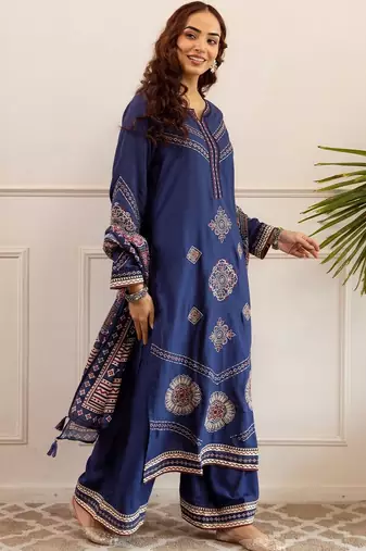 Women Ethnic Motifs Printed Regular Kurta with Palazzos & With Dupatta