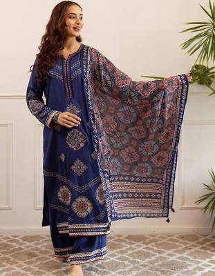 Women Ethnic Motifs Printed Regular Kurta with Palazzos & With Dupatta 6