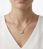 925 Sterling Silver Minimalist Round Solitaire CZ Bezel Pendant Necklace Set for Women