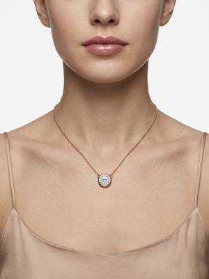 925 Sterling Silver Minimalist Round Solitaire CZ Bezel Pendant Necklace Set for Women 3