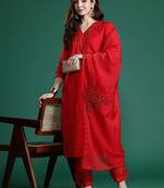 Ethnic Motifs Embroidered Sequinned Kurta with Trousers & With Dupatta