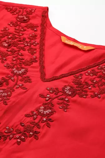 Ethnic Motifs Embroidered Sequinned Kurta with Trousers & With Dupatta
