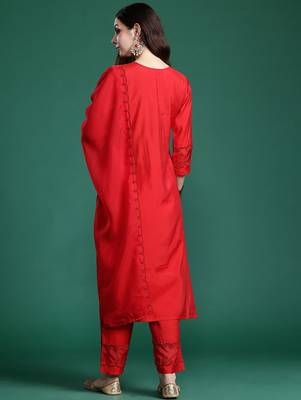 Ethnic Motifs Embroidered Sequinned Kurta with Trousers & With Dupatta 7