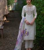 Women Ethnic Motifs Embroidered Regular Thread Work Pure Cotton Kurta with Trousers & With Dupatta