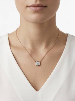925 Sterling Silver Minimalist Round Solitaire CZ Bezel Pendant Necklace Set for Women 1
