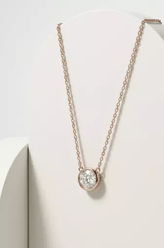 925 Sterling Silver Minimalist Round Solitaire CZ Bezel Pendant Necklace Set for Women
