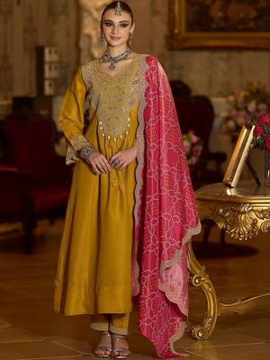 Women Ethnic Motifs Embroidered Panelled Thread Work Kurta with Trousers & With Dupatta 4