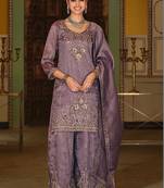Women Ethnic Motifs Embroidered Regular Sequinned Kurta with Sharara & With Dupatta