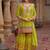Floral Embroidered Sequinned Chinon Straight Kurta With Sharara & Dupatta