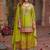 Floral Embroidered Sequinned Chinon Straight Kurta With Sharara & Dupatta