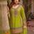Floral Embroidered Sequinned Chinon Straight Kurta With Sharara & Dupatta