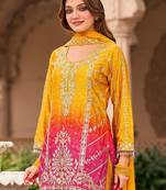 Floral Embroidered Zari Straight Kurta With Palazzos And Dupatta