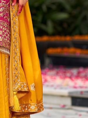 Floral Embroidered Zari Straight Kurta With Palazzos And Dupatta 6